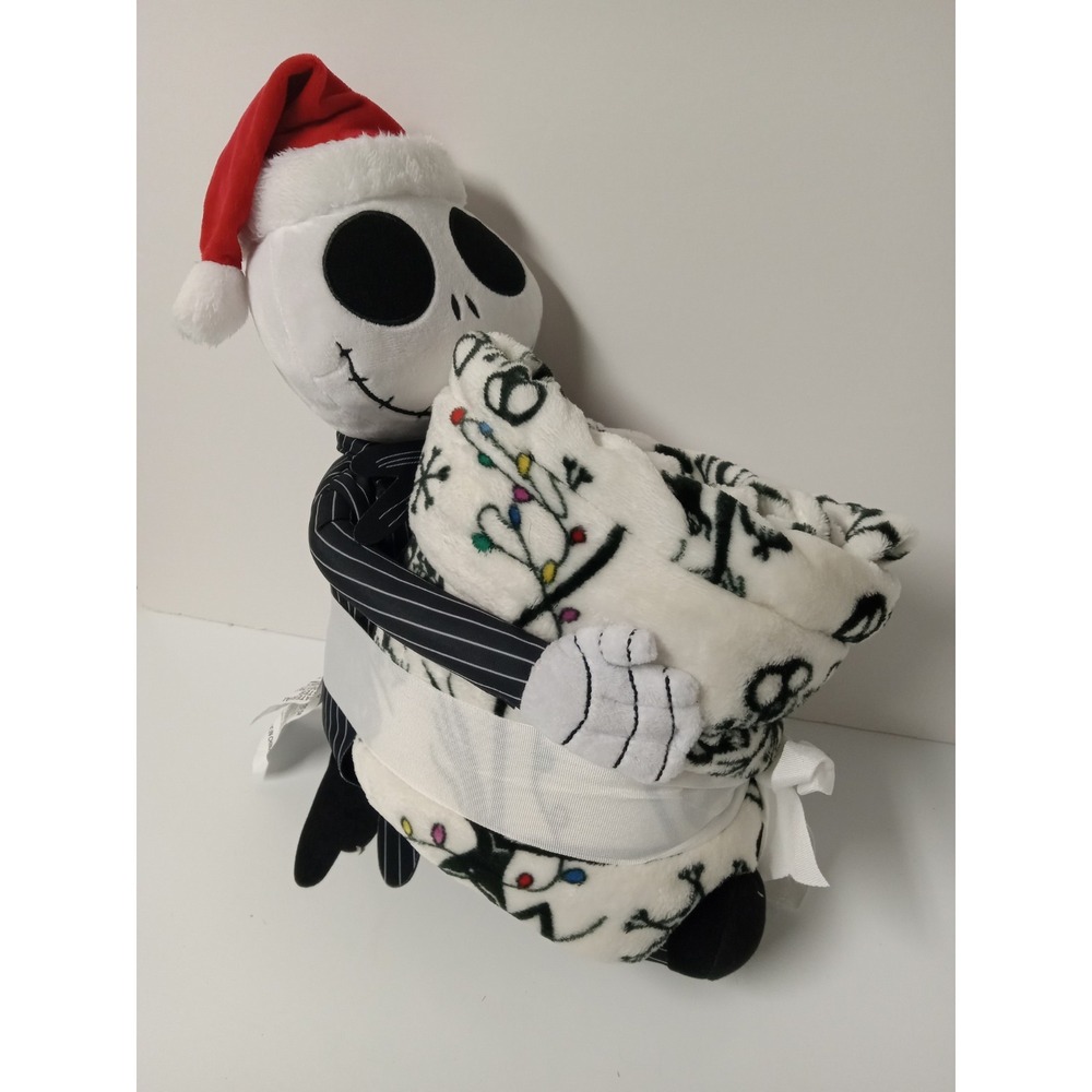 Disney Jack Skellington Nightmare Before Xmas Plush Throw Blanket 50x60 White